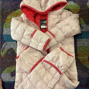 The North Face Light Pink Quilted Jacket with Red Trim
